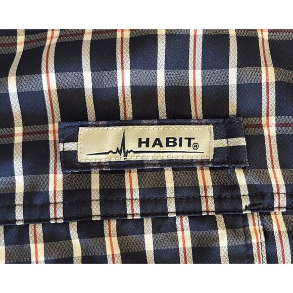 HABIT Vented Fishing Shirt Men Large Blue Plaid Short Sleeve UV40 Performance - Picture 7 of 12